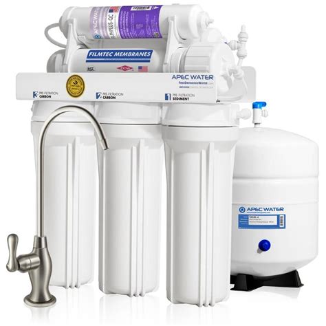 Apec ro system - APEC Tankless Reverse Osmosis Water Systems. 3-Stage filters removes 1,000+ contaminants; Space-saving design; LED filter life indicator; Quick and easy filter change. No tools needed; Convenient front-facing filter change; Comes with designer faucet; Electrical outlet is required to operate the RO system; pH+ Alkaline Re-Mineralizing Water ... 